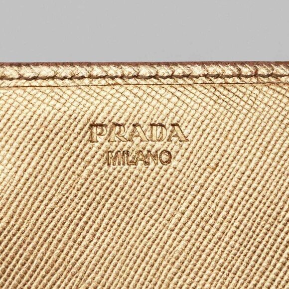 Prada Gold Metallic Leather Continental Wallet - Picture 6 of 8